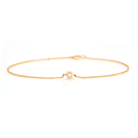 Diamond Petite Button Bracelet 18k gold stackable design