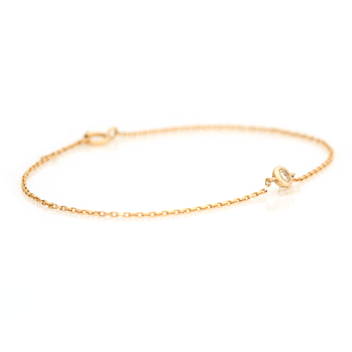 Diamond Petite Button Bracelet 18k gold stackable design 3