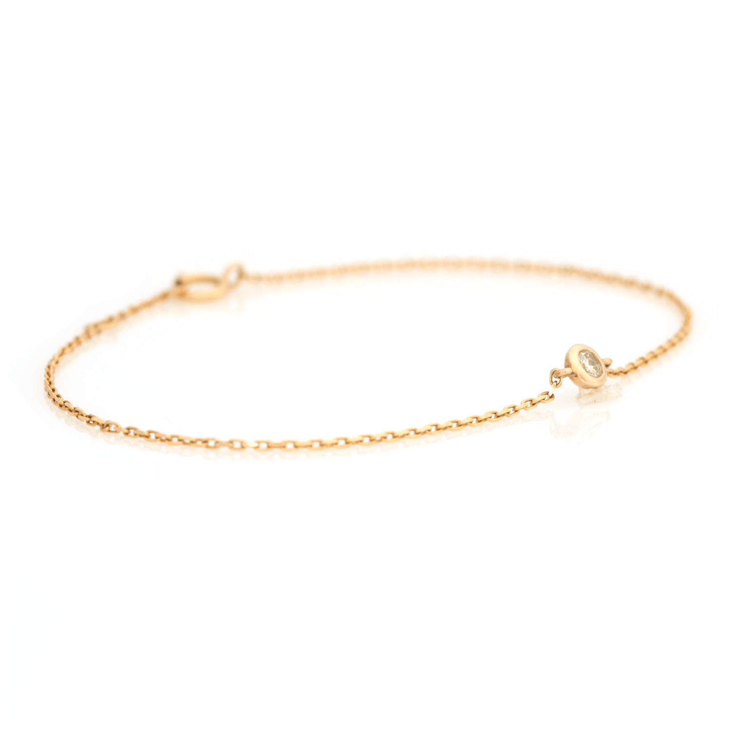 Diamond Petite Button Bracelet 18k gold stackable design 3