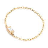 Diamond Princess Cut Chain Ring 14k gold Stackable ring side view