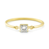 Diamond Princess Cut Petite Circle Ring 14k gold stackable ring