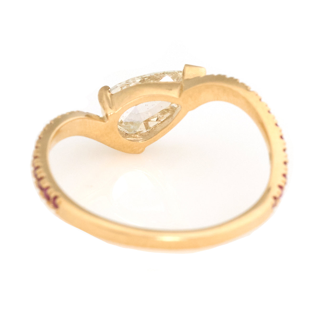 Diamond & Ruby Curvature Supreme Ring 18k gold engagement ring back view