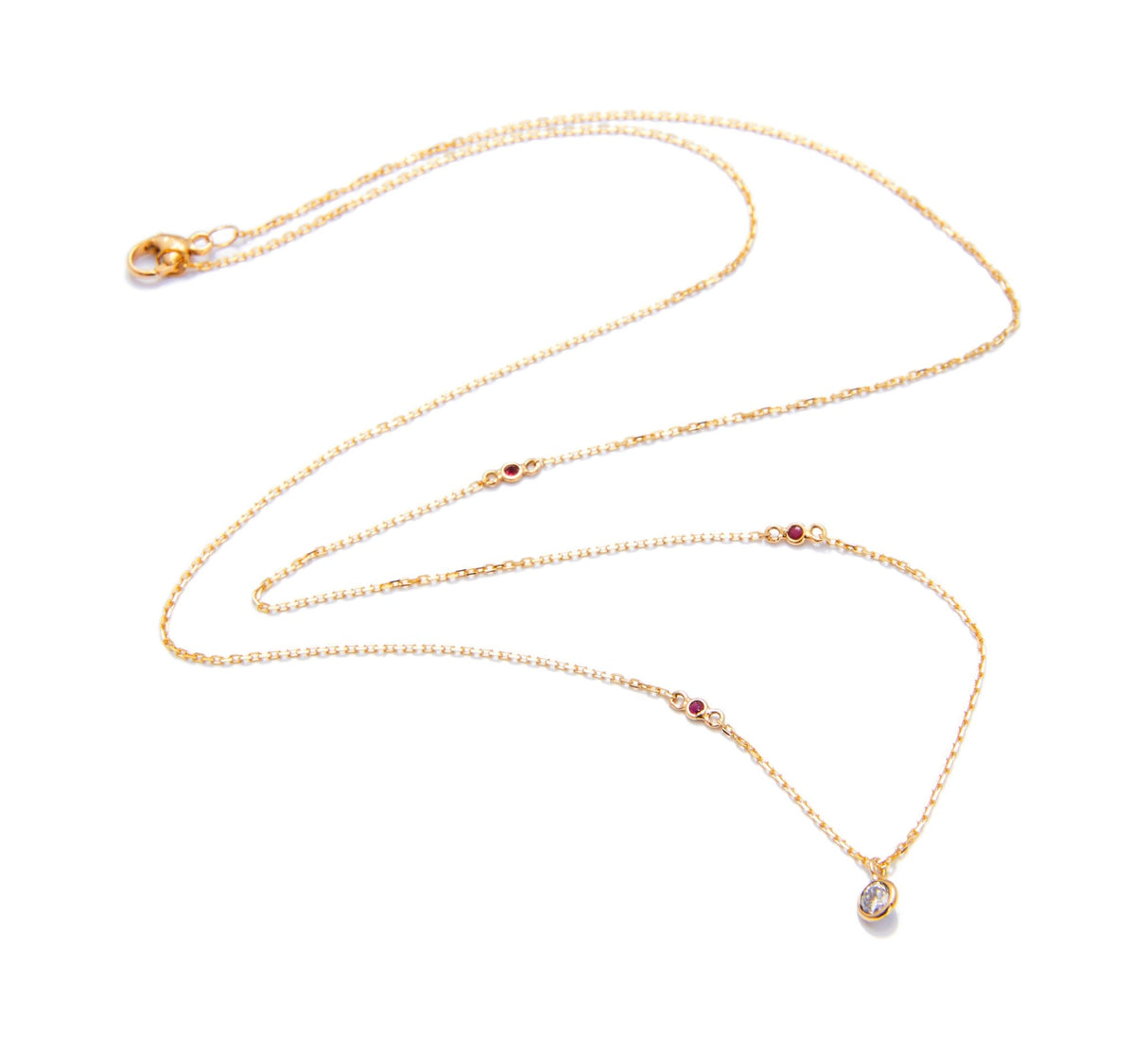 Diamond & Ruby Dot Necklace