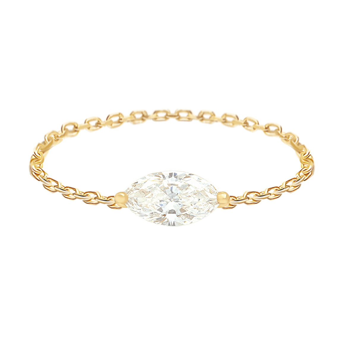 Diamond Supreme Marquise Chain Ring 18k gold Stackable ring