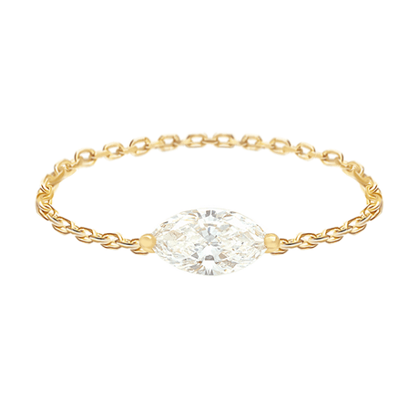 Diamond Supreme Marquise Chain Ring 18k gold Stackable ring