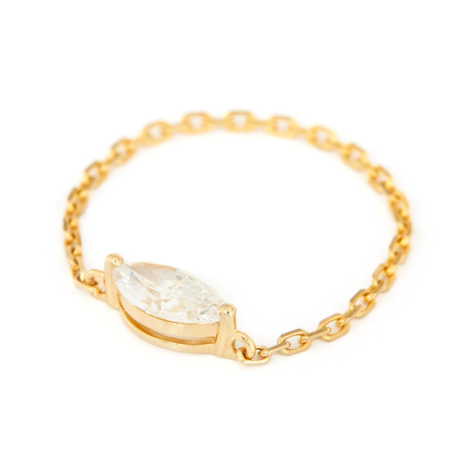 Diamond Supreme Marquise Chain Ring 18k gold Stackable ring side view