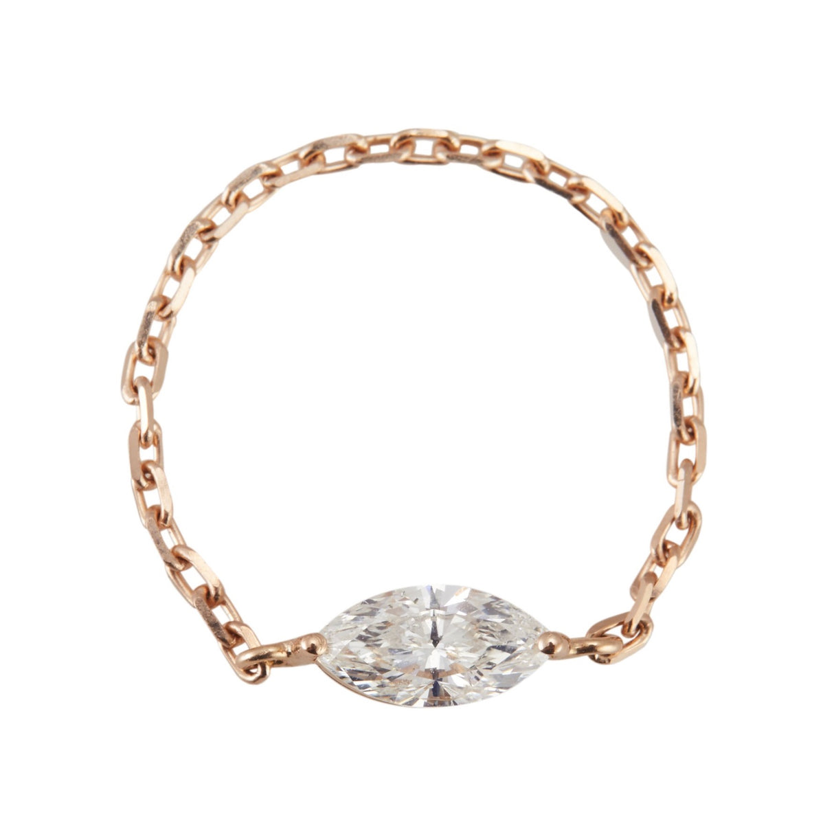 Diamond Supreme Marquise Chain Ring 18k pink gold Stackable ring 