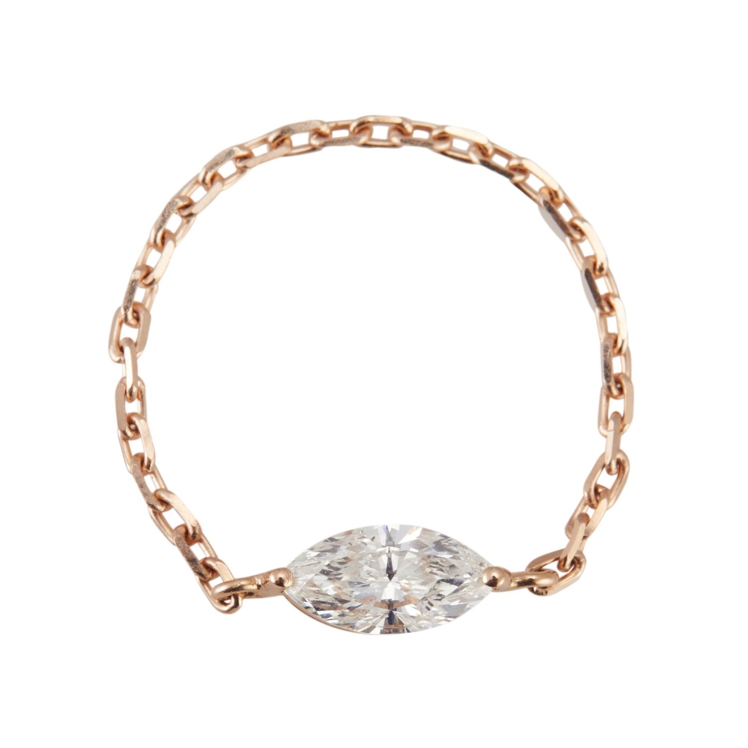 Diamond Supreme Marquise Chain Ring 18k pink gold Stackable ring 