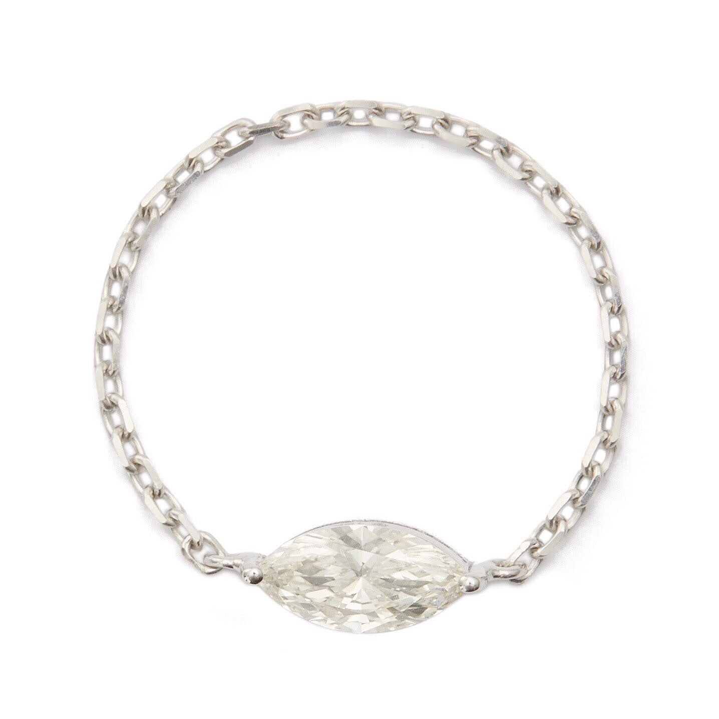 Diamond Supreme Marquise Chain Ring 18k white gold Stackable ring 