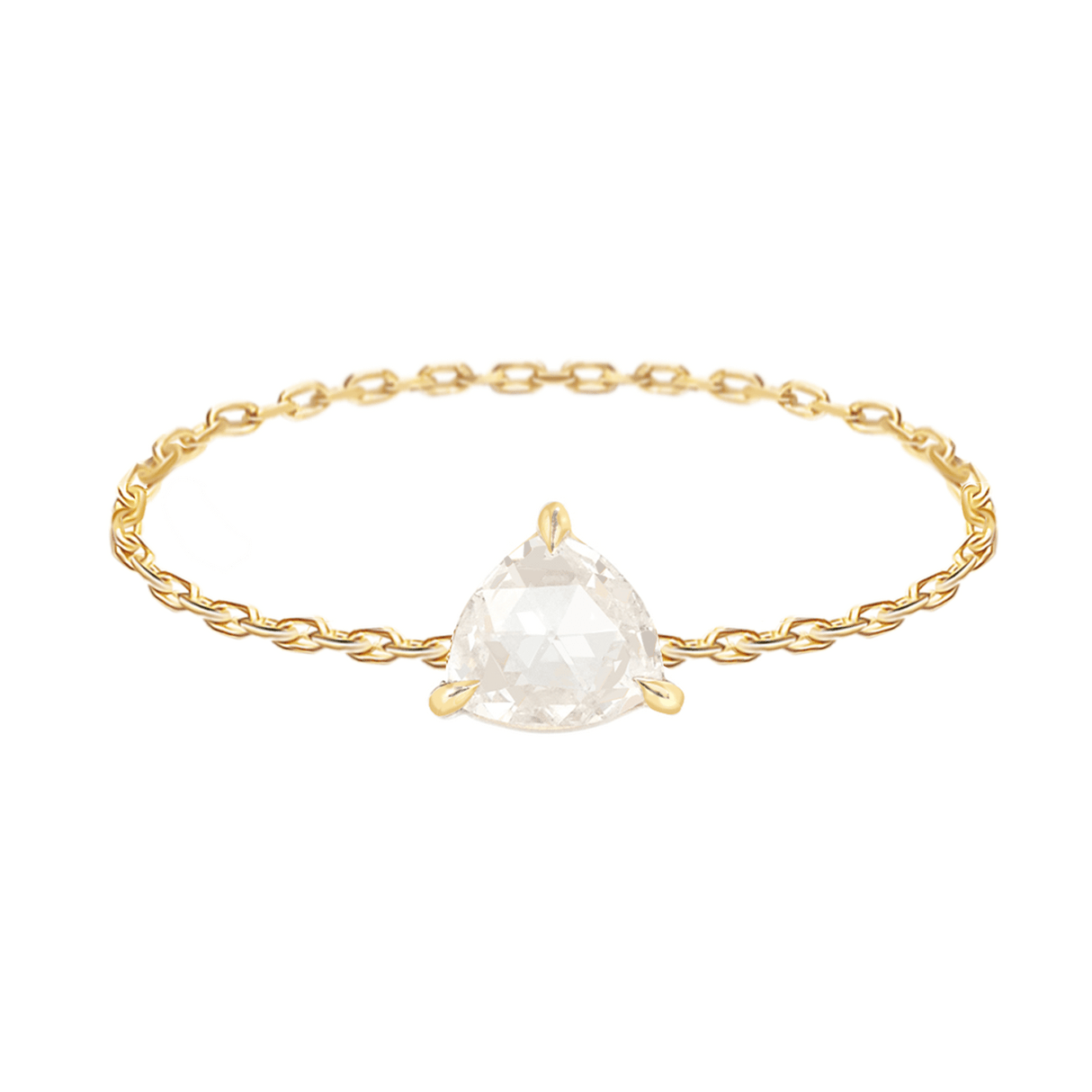 Diamond Trillion Rose Cut Chain Ring 18k gold Stackable ring