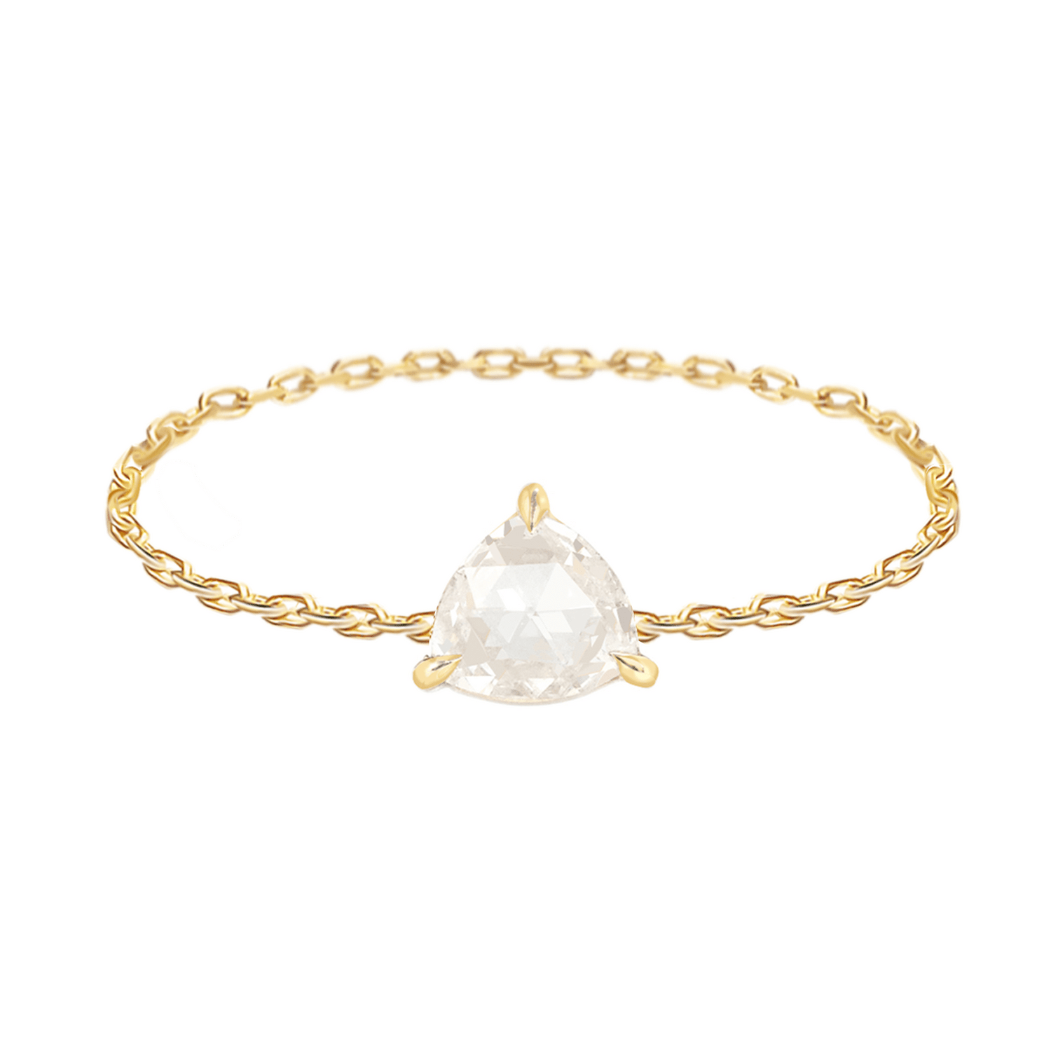 Diamond Trillion Rose Cut Chain Ring 18k gold Stackable ring