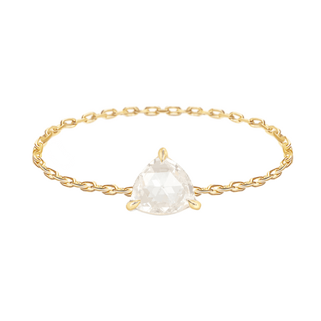 Diamond Trillion Rose Cut Chain Ring 18k gold Stackable ring