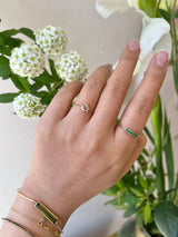 Diamond Trillion Rose Cut Chain Ring 18k gold Stackable ring on model