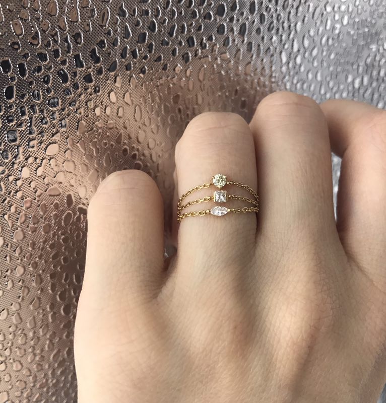 Diamond Marquise Chain Ring