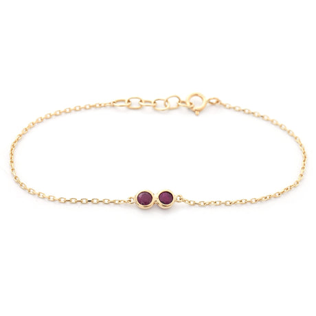 Double Happiness Ruby Baby Bracelet 18k gold stackable design