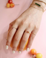 Double Pear Orange and Purple Diamond Ring 18K Stackable ring on model 1