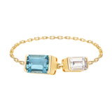 Double Topaz Chain Ring 18k gold Stackable ring