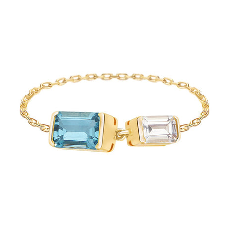Double Topaz Chain Ring 18k gold Stackable ring