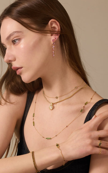 Ceylon Pink Sapphire Contour Earring