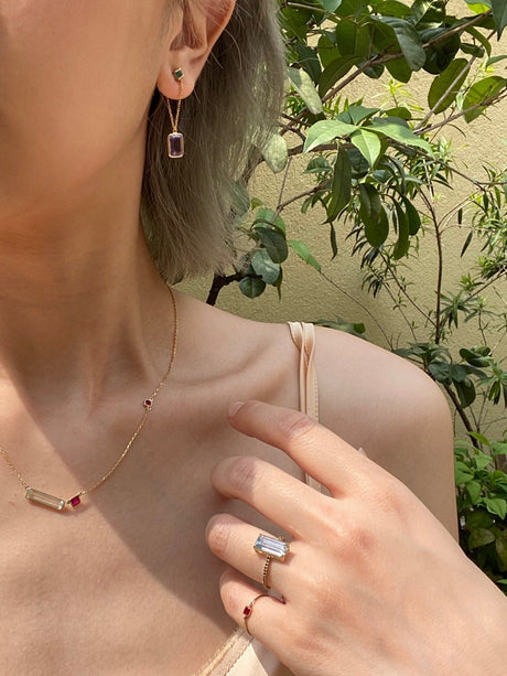 Emerald & Amethyst Earrings