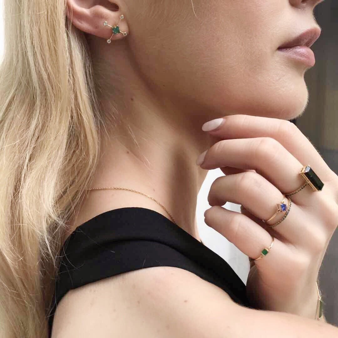 Emerald & Apatite Supernova Earrings