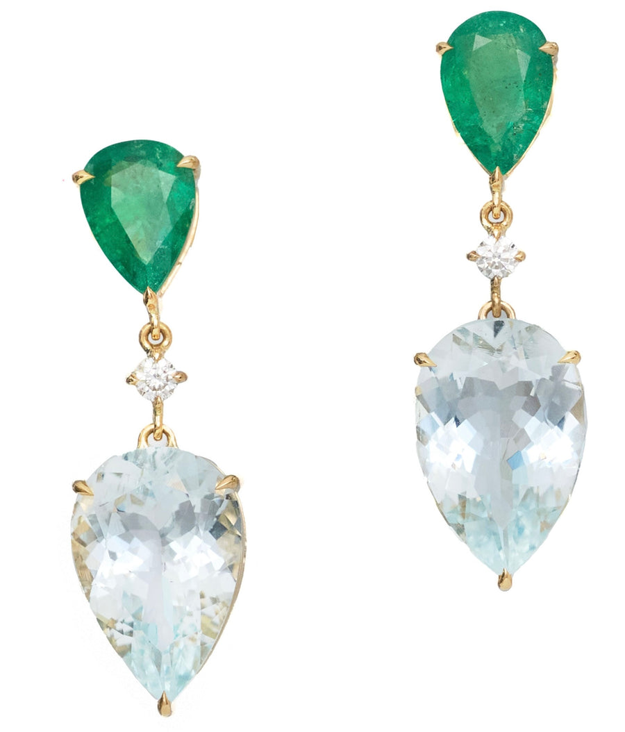 Emerald & Aquamarine Spring’s Dewdrop Earrings