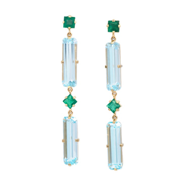 Emerald & Blue Topaz Cascade Earring