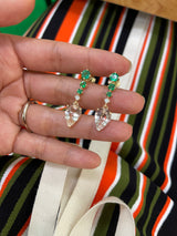 Emerald & Diamond & Morganite Dewdrop Earrings