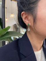 Emerald & Diamond & Morganite Dewdrop Earrings