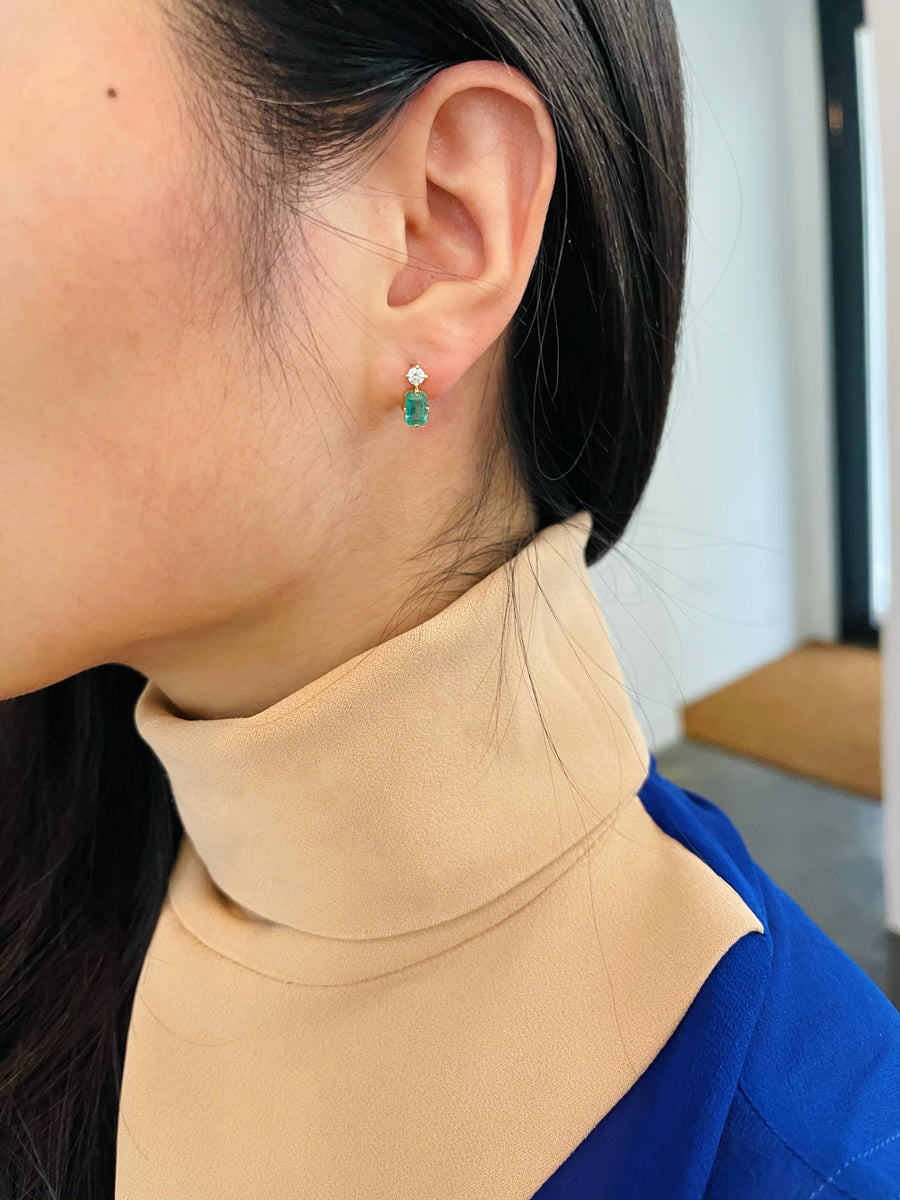Emerald & Diamond Deco Earrings