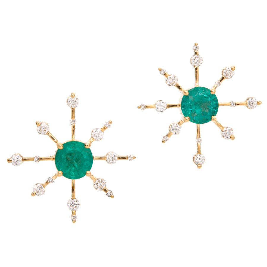 Emerald & Diamond Starburst Earring