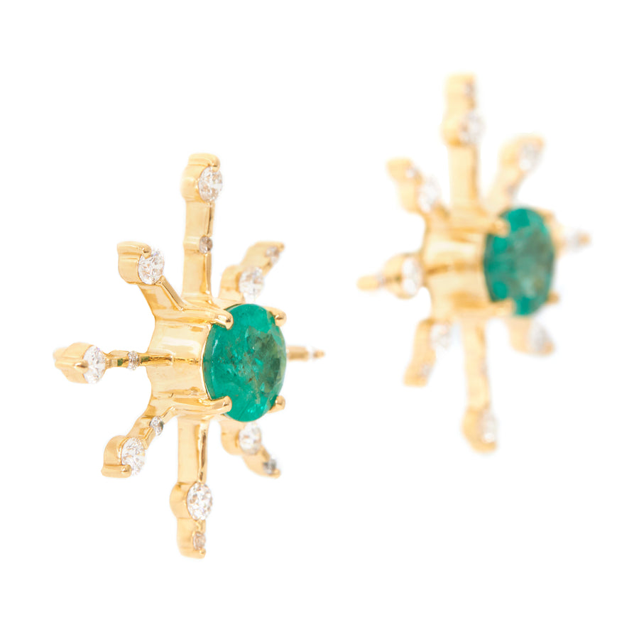 Emerald & Diamond Starburst Earring