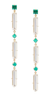 Emerald & White Topaz Cascade Bar Earrings
