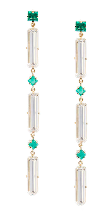 Emerald & White Topaz Cascade Earrings