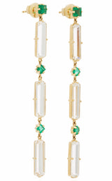 Emerald & White Topaz Cascade Bar Earrings