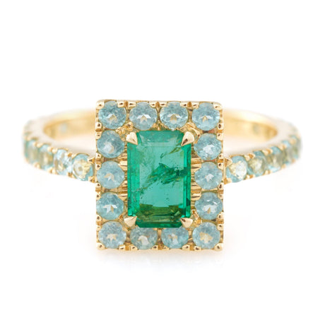 Emerald & Apatite Candy Ring 18k gold stackable ring