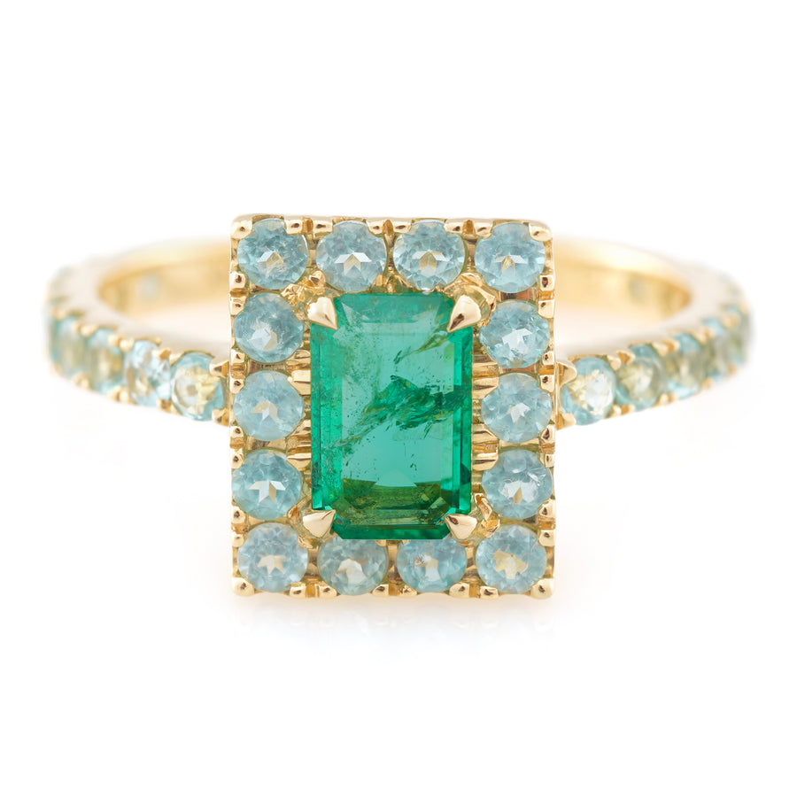 Emerald & Apatite Spring Ring