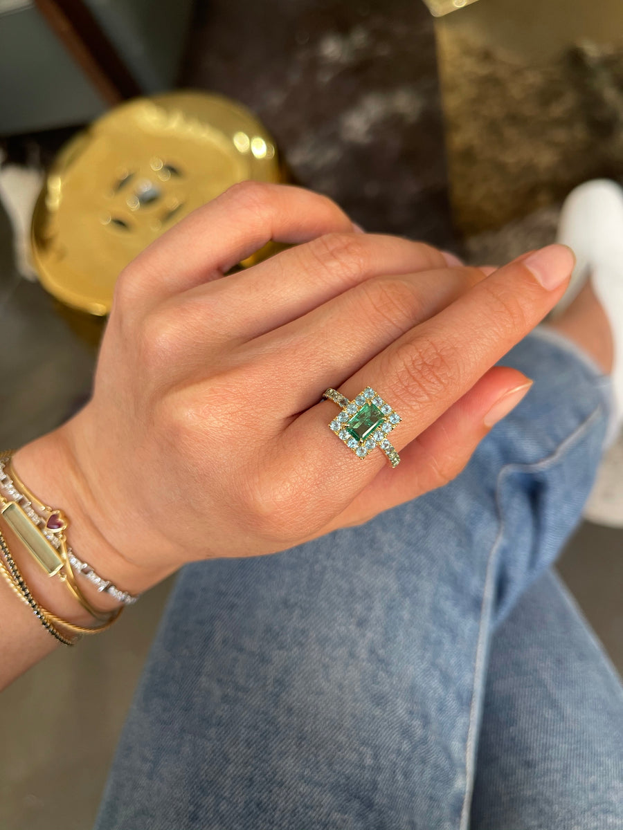 Emerald & Apatite Spring Ring