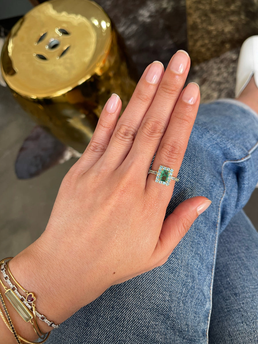 Emerald & Apatite Spring Ring