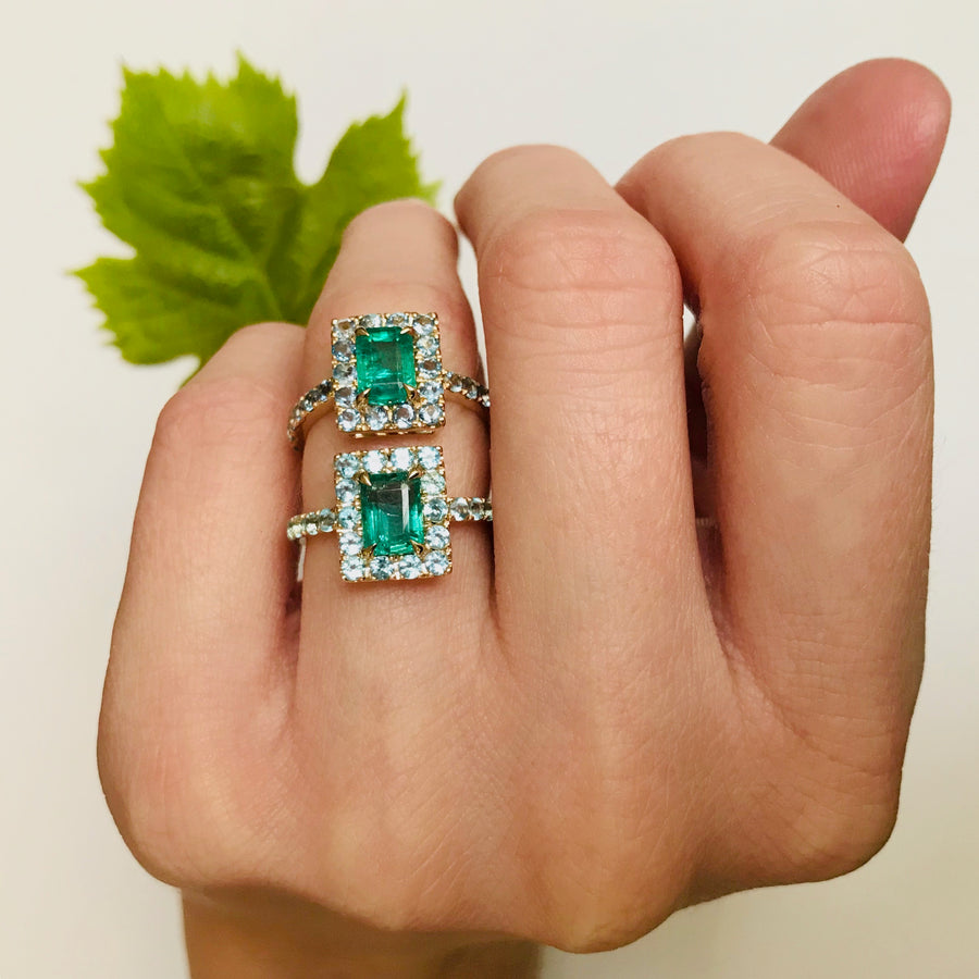 Emerald & Apatite Spring Ring