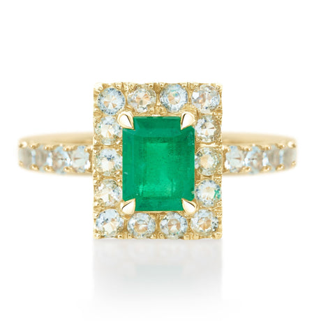 Emerald & Aquamarine Candy Ring 18K engagement ring