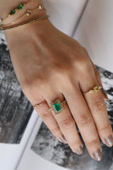 Emerald & Aquamarine Candy Ring 18K engagement ring on model 2