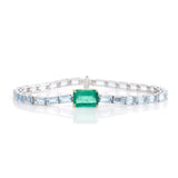 Emerald & Aquamarine Demeter’s Spring Bracelet 18k gold stackable design