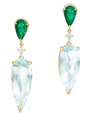 Emerald & Aquamarine Spring’s Dewdrop Earrings 18k gold Handmade fine jewelry 