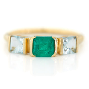 Emerald & Aquamarine Triplet Ring