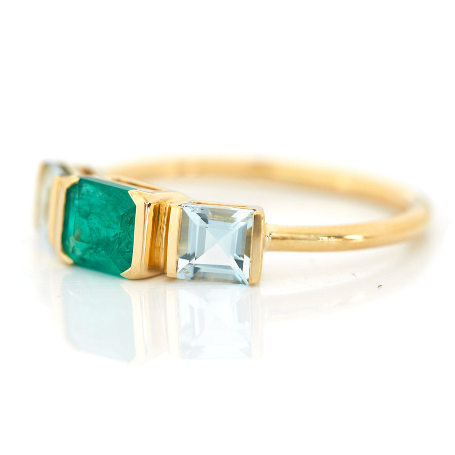 Emerald & Aquamarine Triplet Ring