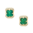 Emerald Aurora Studs 18K Gold Handmade Fine Jewelry