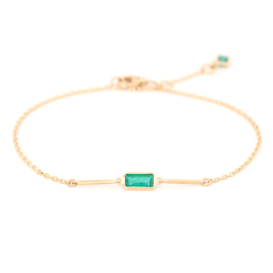 Emerald Baguette Bar Bracelet