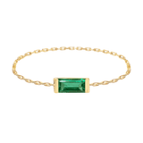Emerald Baguette Chain Ring 14k gold Stackable ring 