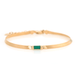 Emerald Bar Herringbone Bracelet 18k gold stackable design